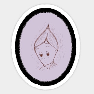 Christmas Elf Portrait on Pastel Lilac Purple Sticker